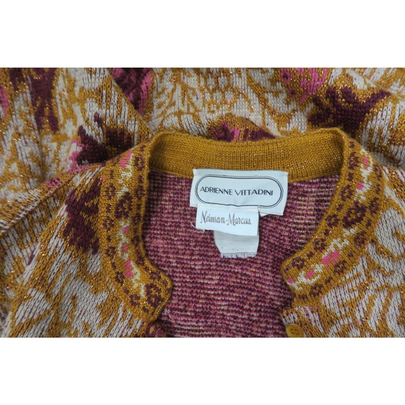 Vintage Neiman Marcus Adrienne Vittadini Gold Mettalic Cardigan Sweater - Picture 6 of 6